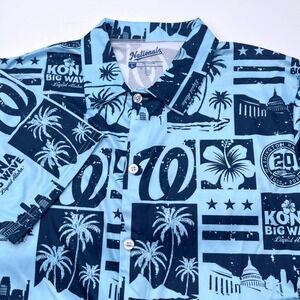 Washington Nationals Kona Big Wave Hawaiian Shirt Blue Mens L 20th Anniversary